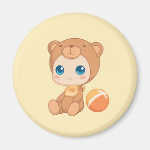 Baby Boy Girl Bear Jumpsuit on Yellow Magnet