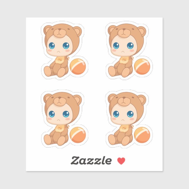 Baby Boy Girl Bear Jumpsuit Set of 4 (Sheet)