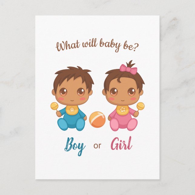 Baby Boy Girl Gender Reveal Invitation Postcard (Front)