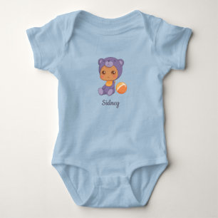 Baby Boy Girl Purple Bear Custom Name Bodysuit