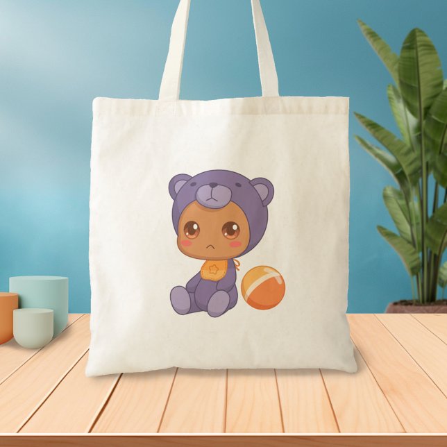 Baby Boy Girl Purple Bear Jumpsuit Tote Bag (Creator Uploaded)