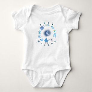 Baby Boy Half Moon Stars Blue Colour Bodysuit