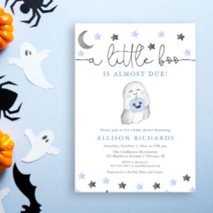 Baby boy halloween fall cute ghost baby shower invitation