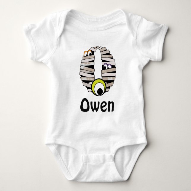 Baby Boy HALLOWEEN Mummy Bodysuit Monogram O (Front)