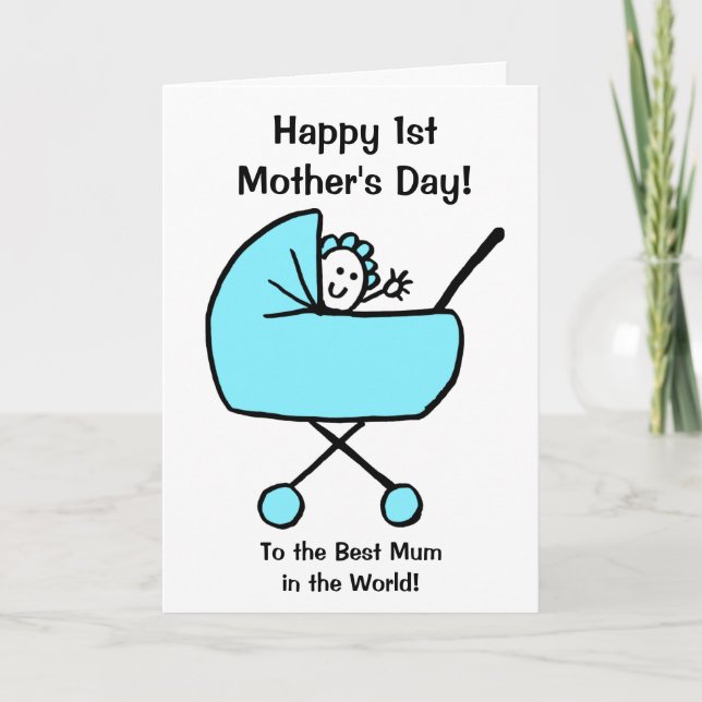 Baby Boy Happy First Mother's Day Card (Front)
