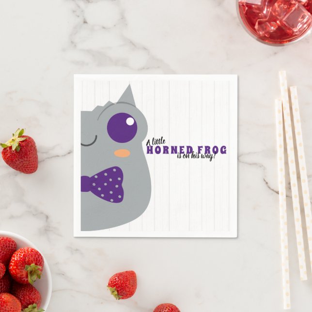 Baby Boy Horned Frog Purple Baby Shower Napkin (Insitu)