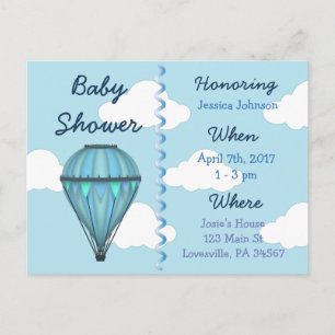 Baby Boy Hot Air Balloon Baby Shower Invitation