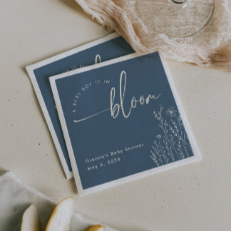 Baby Boy in Bloom - Dusty Blue Baby Shower Napkin