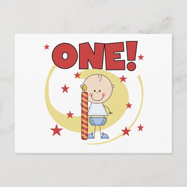 Baby Boy is One 1st Birthday Tshirts and Gifts Postcard (Front)