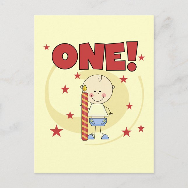 Baby Boy is One 1st Birthday Tshirts and Gifts Postcard (Front)