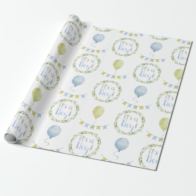Baby Boy It’s a Boy Shower Wrapping Paper (Unrolled)