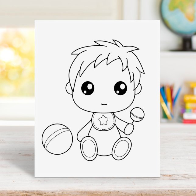 Baby Boy Jumpsuit Colouring Page Rubber Stamp (Creator Uploaded)
