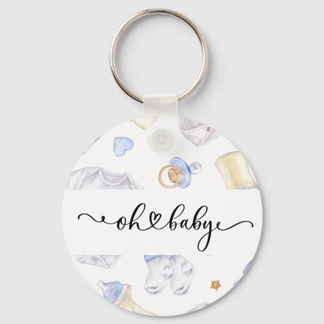 Baby Boy Keychain | Baby Shower Favour Keepsake (Front)