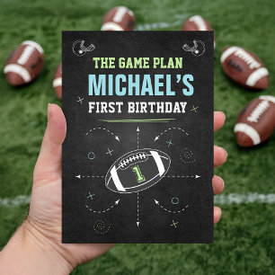 Baby Boy Kid Football Sports First Birthday Party Invitation