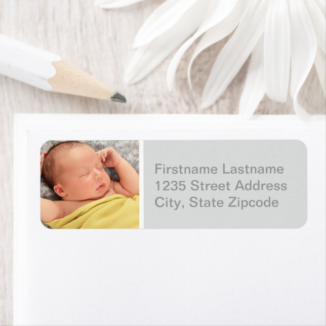 Baby Boy Light Grey Photo Return Address (Insitu)