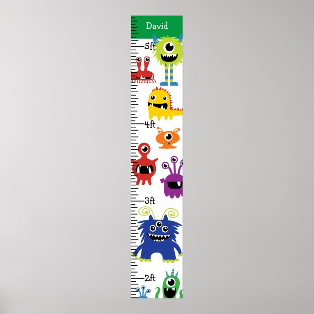 Baby Boy Little Monsters Growth Chart (Front)