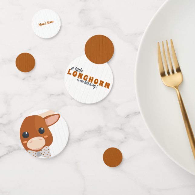 Baby Boy Longhorn Burnt Orange Baby Shower Confetti (Group)