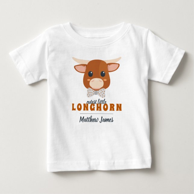 Baby Boy Longhorn Burnt Orange T-Shirt (Front)