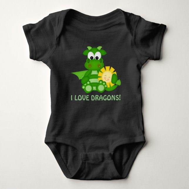 Baby boy love Dragons bodysuit (Front)
