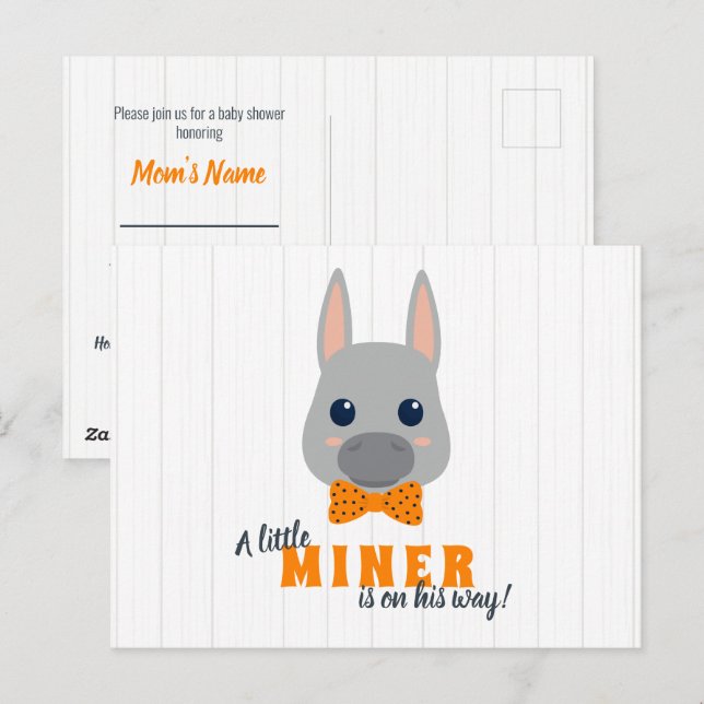 Baby Boy Miners Orange Baby Shower Invitation Post Postcard (Front/Back)
