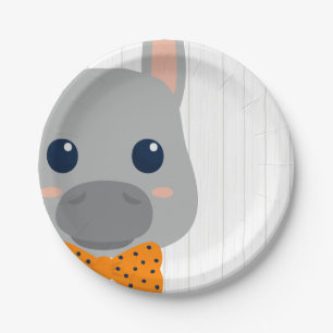 Baby Boy Miners Orange Baby Shower Paper Plate