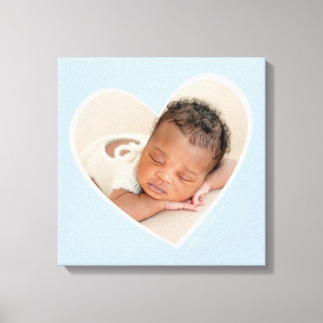 BABY BOY modern photo layered heart pale blue Canvas Print (Front)