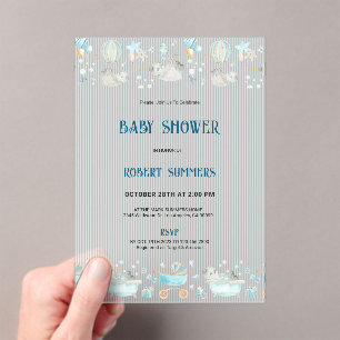 Baby Boy Modern Shower Invitation