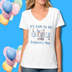 Baby Boy' Mom Name One Cute Dinosaurs  T-Shirt