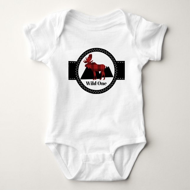 Baby boy moose wild one bodysuit (Front)