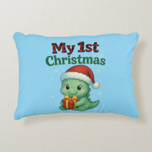 Baby Boy My 1st Christmas Dino Decorative Cushion