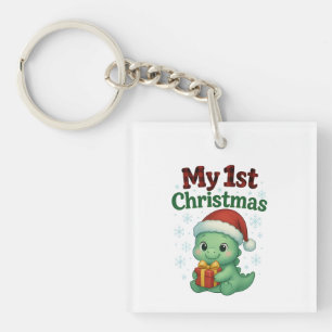 Baby Boy My 1st Christmas Dino Key Ring