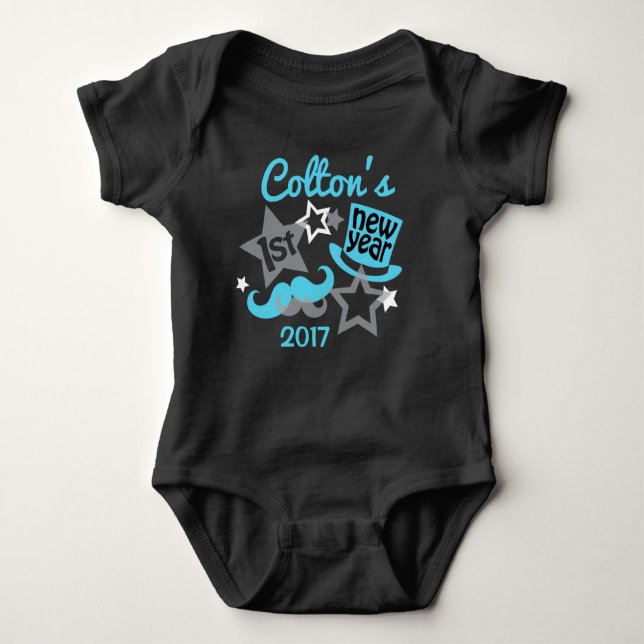 Baby Boy My First New Years Bodysuit Black (Front)