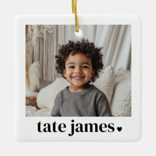 Baby Boy Name Heart Photo Ceramic Ornament