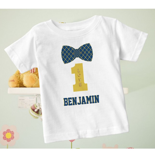 Baby Boy Name One Love Bow Tie Blue  Baby T-Shirt (Creator Uploaded)