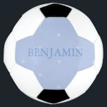 Baby Boy Naming Ceremony Hebrew Jewish Gift Soccer Ball<br><div class="desc">A boy Hebrew  Ceremony gift for a Naming Day.  The template has  a blue theme.
The design template is  with a blue coloured text on a blue background with a pattern of the Star of David.</div>