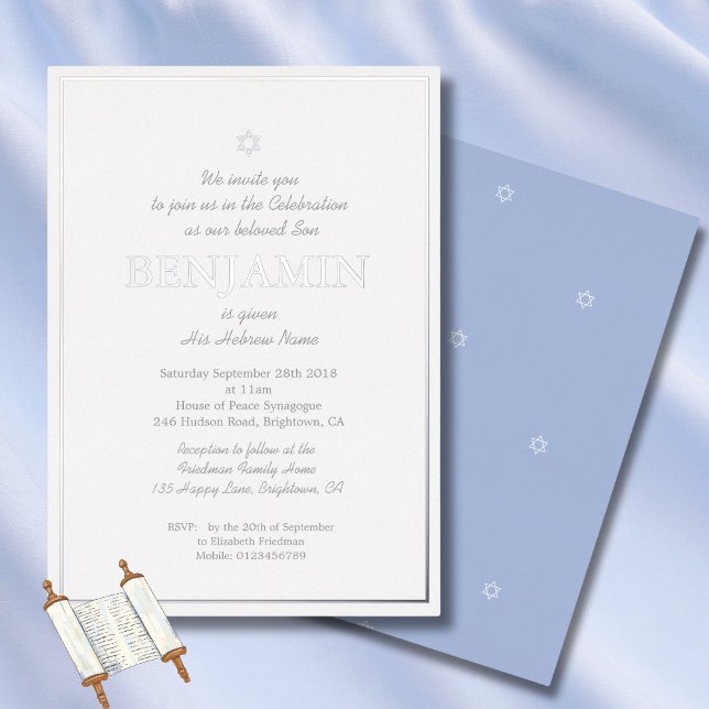 Baby Boy Naming Ceremony Hebrew Jewish Invitation (Creator Uploaded)