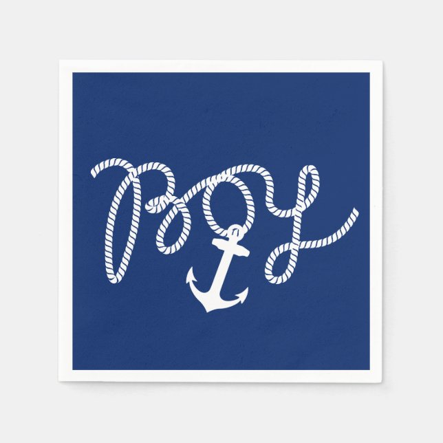 Baby Boy Nautical Anchor Baby Shower Napkin (Front)