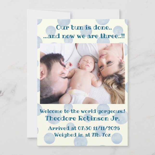 Baby Boy New Arrival Announcement (Front)