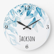 Baby Boy Nursery Dutch Art Blue Floral 10.75-in