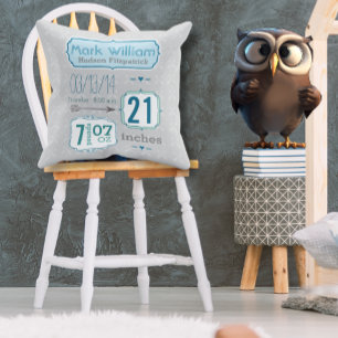 Baby Boy Nursery Room Baby Stats Arrow Pattern  Cushion