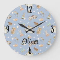 Baby Boy Nursery Watercolor Vintage Toys 10.75-in