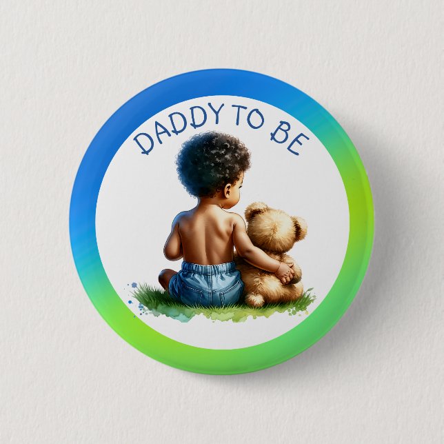  Baby Boy of colour Dad to be Baby Shower  6 Cm Round Badge (Front)