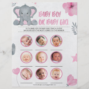 Baby Boy Or Baby Girl [Baby Elephant [Pink]] Custom Letterhead