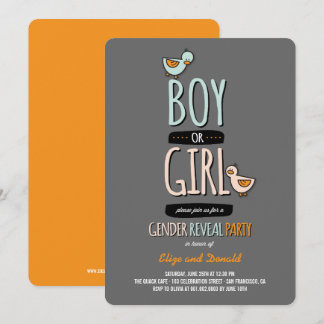 Baby Boy or Girl Ducks Gender Reveal Party Invite
