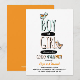 Baby Boy Or Girl Ducks Gender Reveal Party Invite
