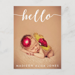 Baby Boy or Girl Hello Photo Birth Announcement Postcard