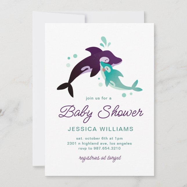 Baby Boy Orca Invitation (Front)