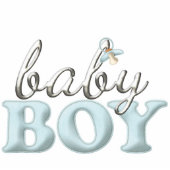 Baby Boy Pacifier Typography Table or Cake Topper Standing Photo Sculpture (Front)