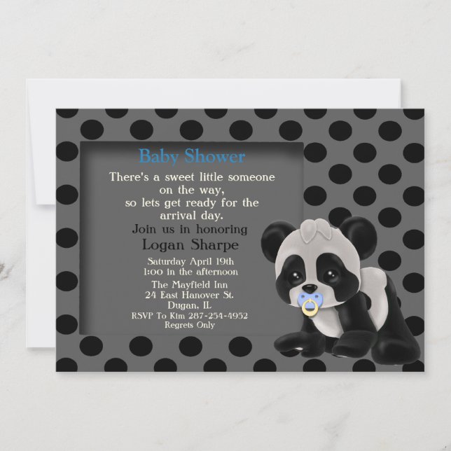 Baby Boy Panda Bear Baby Shower Invitation (Front)