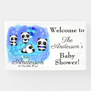 Baby Boy Pandas Baby Shower Banner